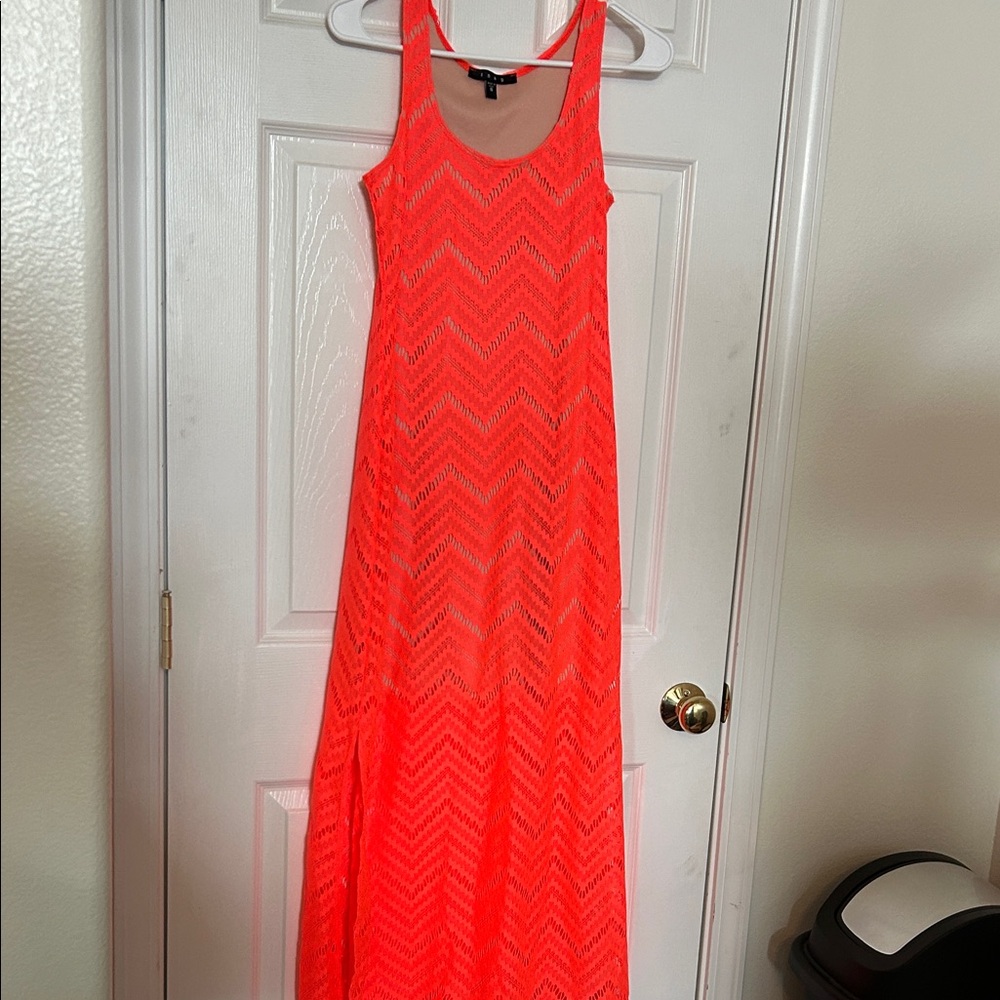 Snap Neon Orange Maxi Dress